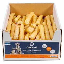 Ozami Knasende Tyggesticks Til Hunden Oksehud & Kollagenpulver SMALL 14cm